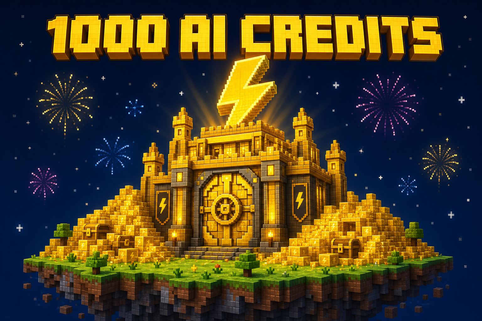 1000 AI Credits — voxel golden vault